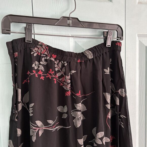 Putumayo Maxi Skirt Medium Dark Romantic Black Leaves Elastic Waist Grunge Fairy - Picture 12 of 13